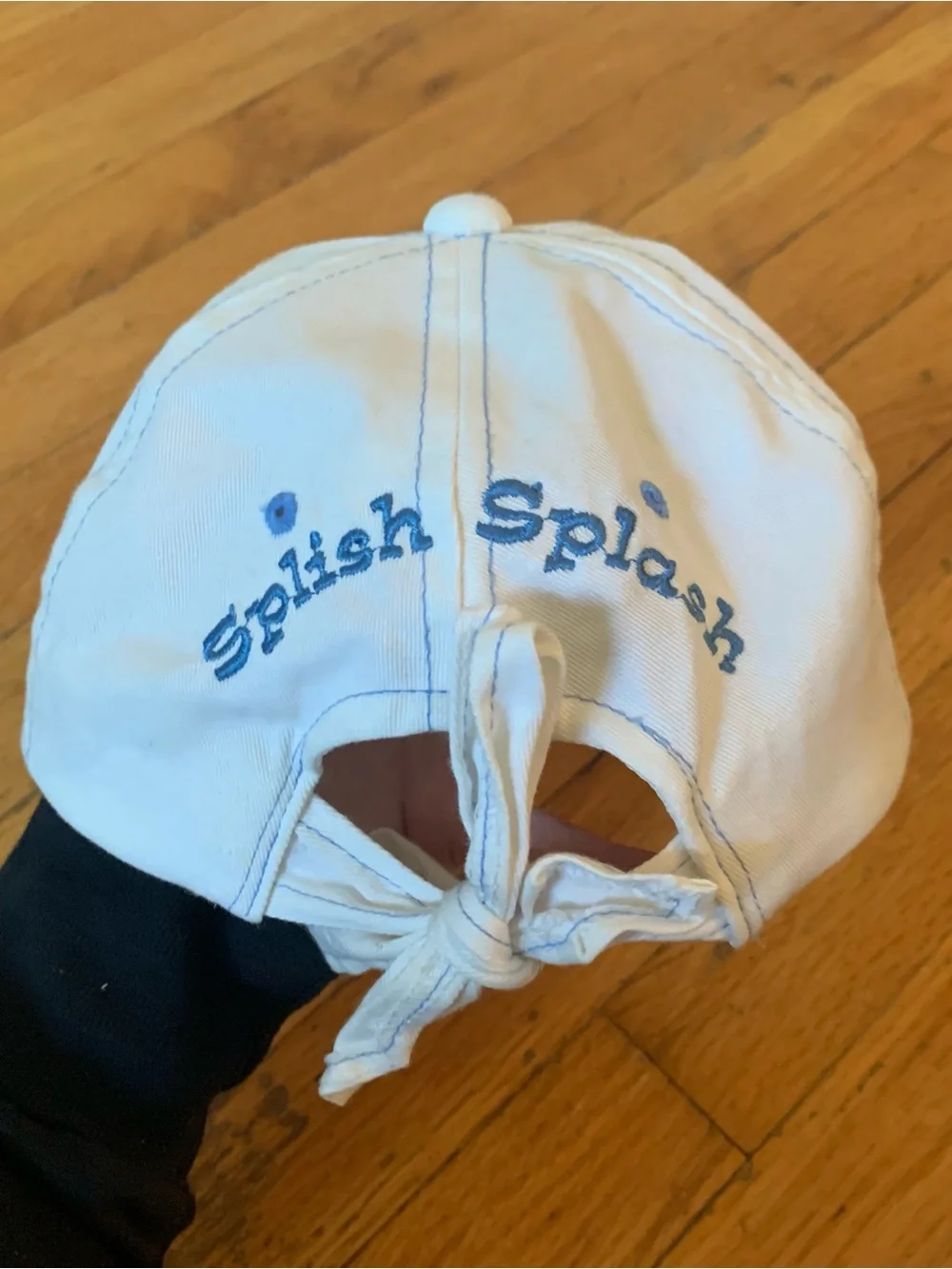 Vintage Y2K White cap with blue butterfly graphic